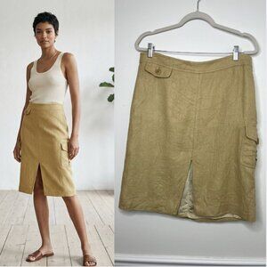 Zara Linen Cargo Skirt with Front Slit 12